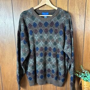 Vintage Towncraft Mens‎ Argyle Sweater Academia Classic Heritage Old Money
